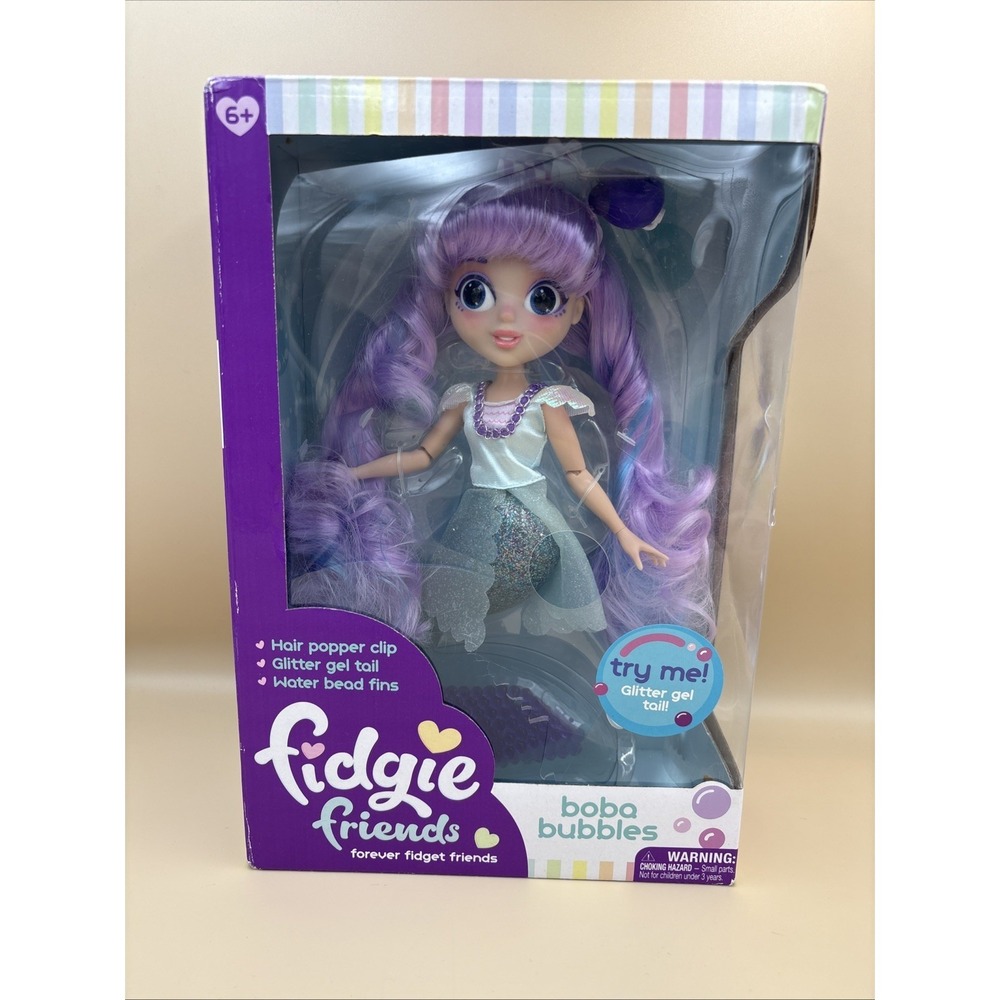 Fidgie Friends Boba Bubbles Doll Forever Fidget Toy Purple Hair BRAND NEW